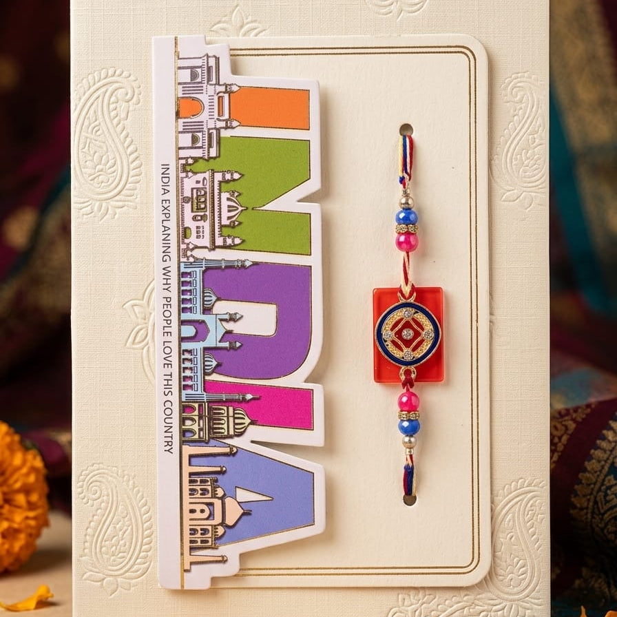 Parampara Rakhi - Traditional enamel Rakhi with vibrant beads