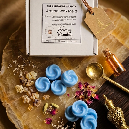 Serenity Paradise Aroma Wax Melts by TheAttarStudio - 100% organic soy wax and essential oil, 100g, 70 hours, 6 months shelf life